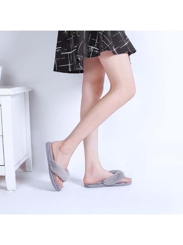 Dampälstofflor Flattofflor Flip-flops åbne indendørs sko - Gray 40-41
