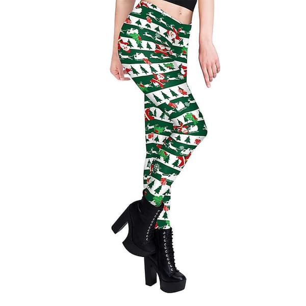 Julefestlige leggings med helgetema for kvinner Yz