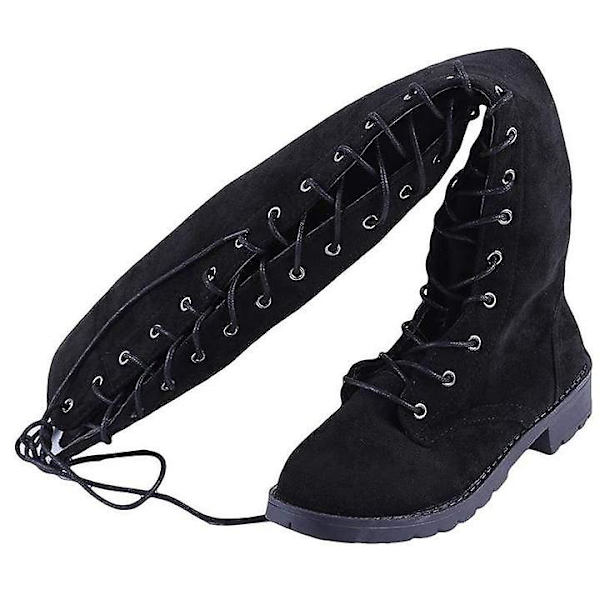Snørestøvler Over Knee Boots Dame Låg Hæl Boots Vinter Flock Knæhøje Flats Sko 42