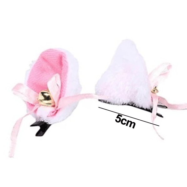 Make Up Fluffy Plys Anime Kvinder Bell Cosplay Bow Hår V White