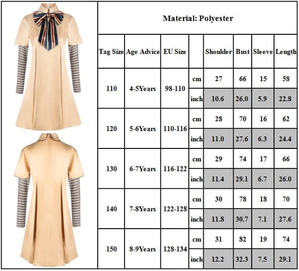Barn M3GAN Cosplay Kostym Megan Kjole Topp med Strømper V 130cm