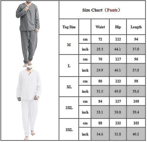 1 set Herr lösa nattkläder Pyjamas sovkläder ångärmade toppar och byxor C V L