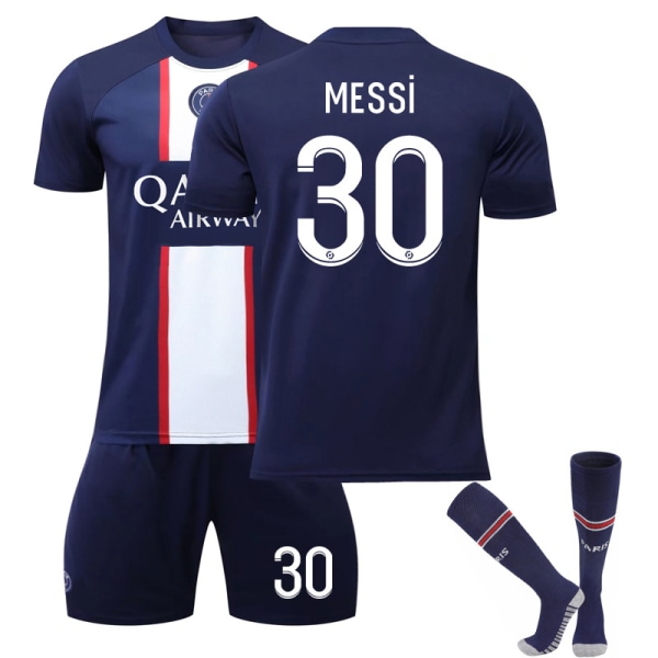 Messi barntröja fotboll 22/23 Paris hemmafotbollsträningsdräkt W L