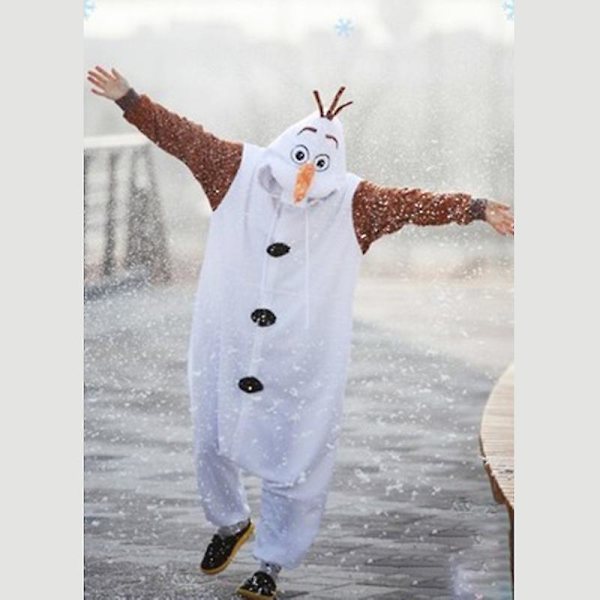 Olaf Onesie Pyjamas Cosplay Kostume til Mænd og Kvinder Heldragt Natdragt W L