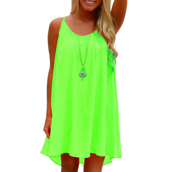 Naisten kesämekko hihaton rento keinu rantamekko Fluorescent green 2XL