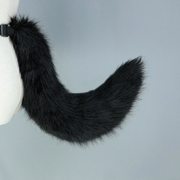 Flexible Faux Fur Cat Costume Tail Cosplay Halloween Christmas Party Costumes V Brown and white