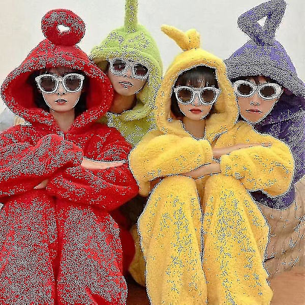 Anime Teletubbies kostym Vuxen jul Pyjamas Sovkläder Jumpsuit.v8 V Yellow XXXS