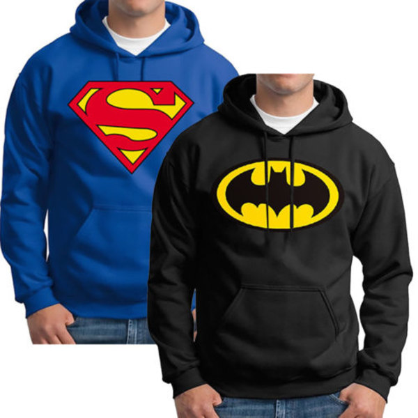 Herre Superman Hoodie Pullover Sweatshirt Hoody Casual Top - black 2XL