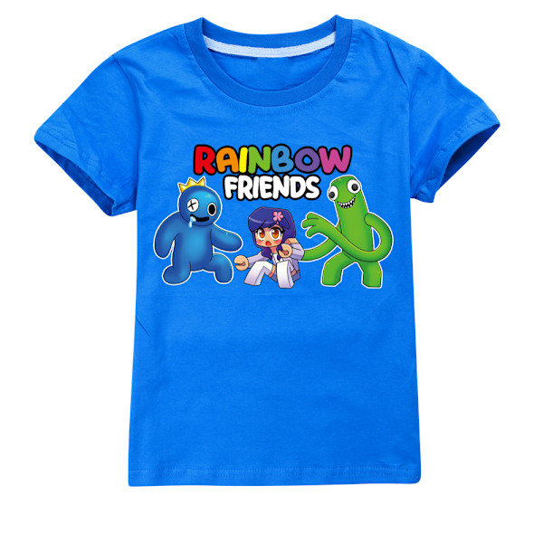 Rainbow Friends t-shirt Kid Costume Rainbow Cosplay kortärmad 160cm V dark blue 150cm