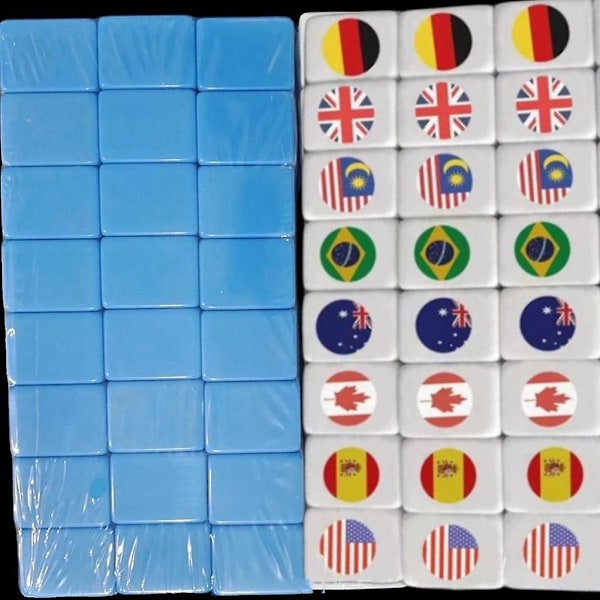 Mønstrede Mahjong-fliser Nasjonalflagg Mahjong 24mm48 Ark 30mm64 Ark