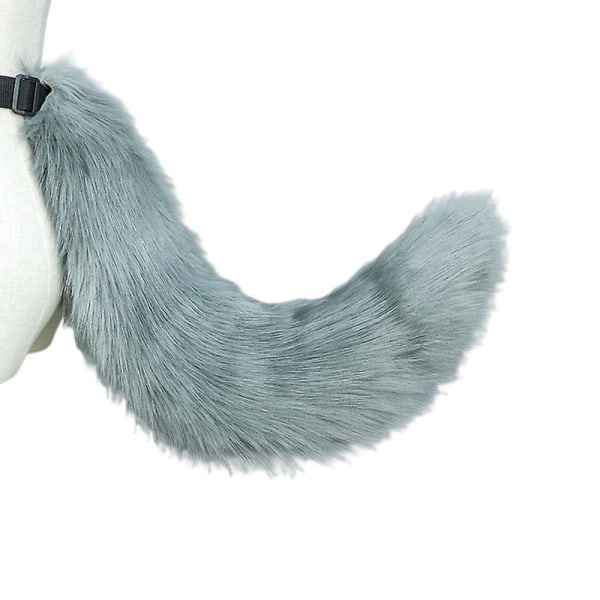 Flexible Faux Fur Cat Costume Tail Cosplay Halloween Christmas Party Costumes V Gray