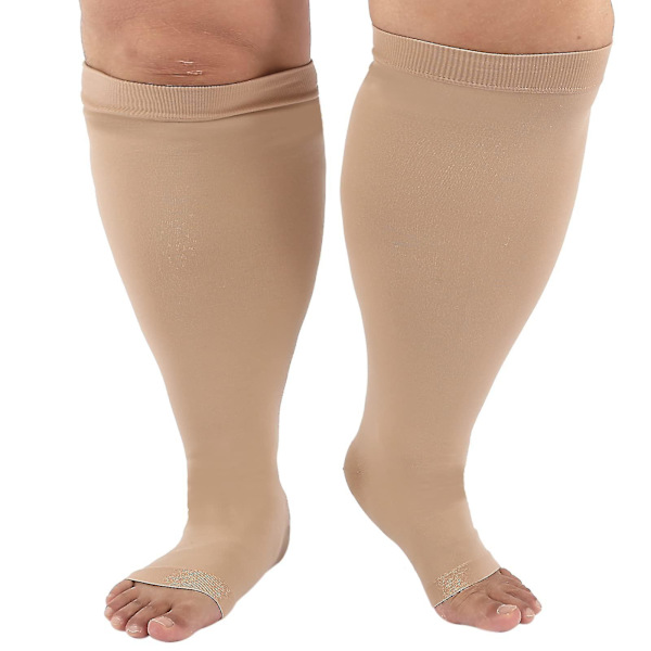 Kompressionsstrømper til mænd og kvinder, Plus Size kompressionsstrømper med bred læg, høje knæstrømper til flyrejser skin 4XL