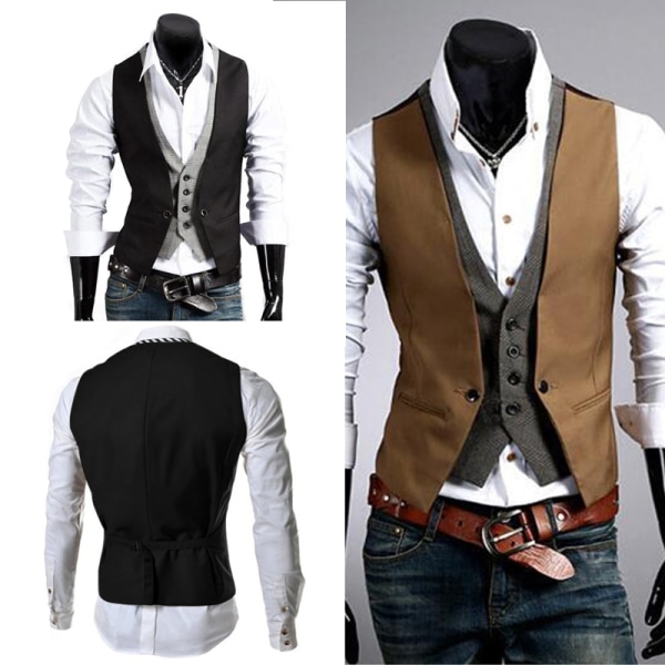 Falsk todelt vest black L