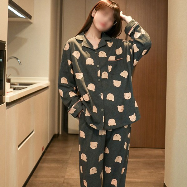 Sov Tøj Pyjamas Dame Forår og Efterår Bomuld Langærmet Tynd XXL