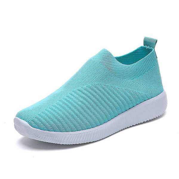 Löpning Walking Stickning Sock Sneakers Slip On Shoes For Women W sky Blue 37