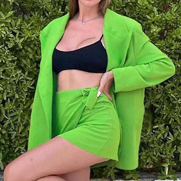 Kvinner Langarmede Business Jakker Work Cardigan Jakke Single Breasted Blazers - Green M