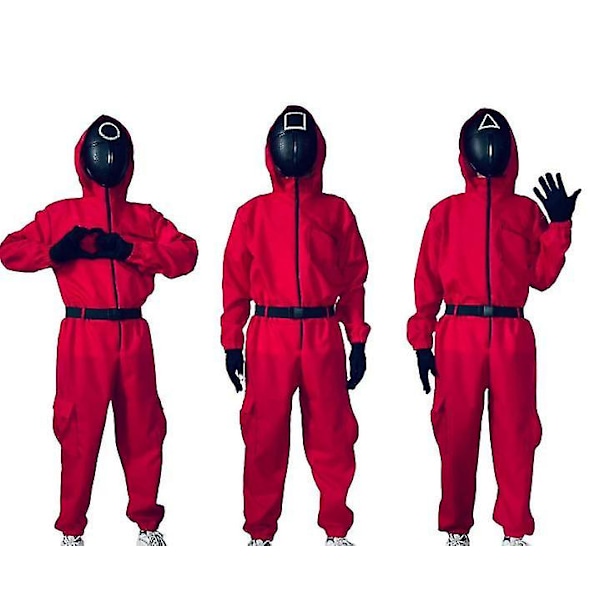 Vaksne Halloween Squid Game Jumpsuit Kostyme Sett-1 W triangle S 155-165cm