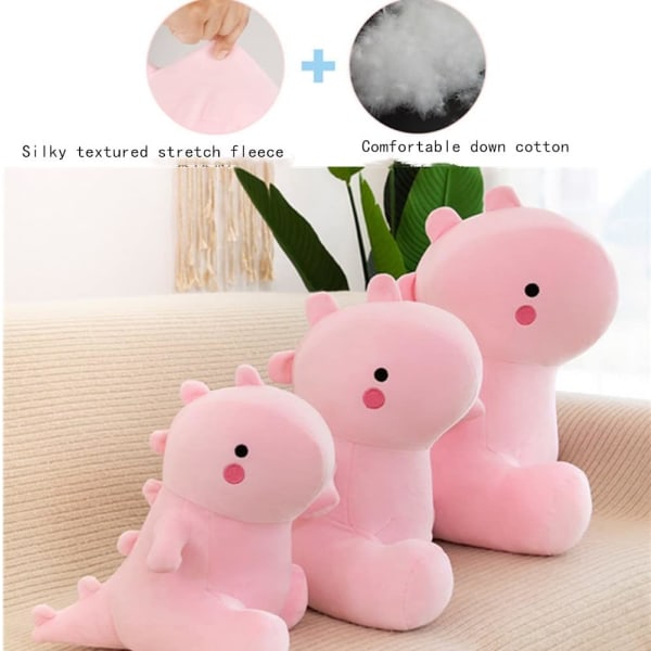 Söta dinosaurie plyschleksaker, kawaii plyschdjursdockor, plysch gosedjur Dino Kramkudde mjuk, födelsedagspresenter för barn Flickor Pojkar (rosa)