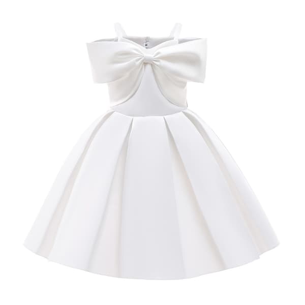 Flickor sommar enfÃ¤rgad axelbandslÃ¶s party prinsessklÃ¤nning White 4-5 Years