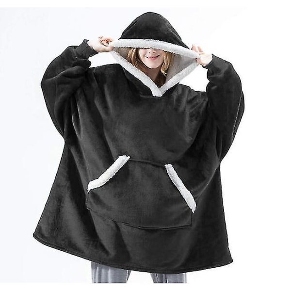 Oversized hettegenser filt Bærbar lam fløyel Lazy filt Yz black