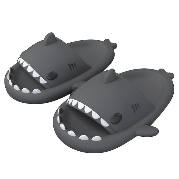 Hai-tossut Shark Cloud -tossut Pilvi Shark Slides Söpöt Shark -tossut naisille Liukumattomat Uutuus Avoimet Varvassandaalit Dark Gray 40-41