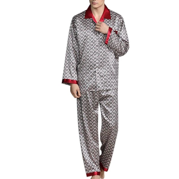 Herr Pyjamas Set T-shirt Lounge Byxor Nattkläder Kostym Pjs Röd Red XL