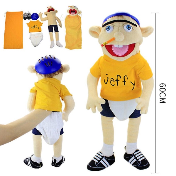 60 cm Jeffy Hat Hand Puppet Plysj Cosplay Legetøj Spil Dukke Barn Gaver V