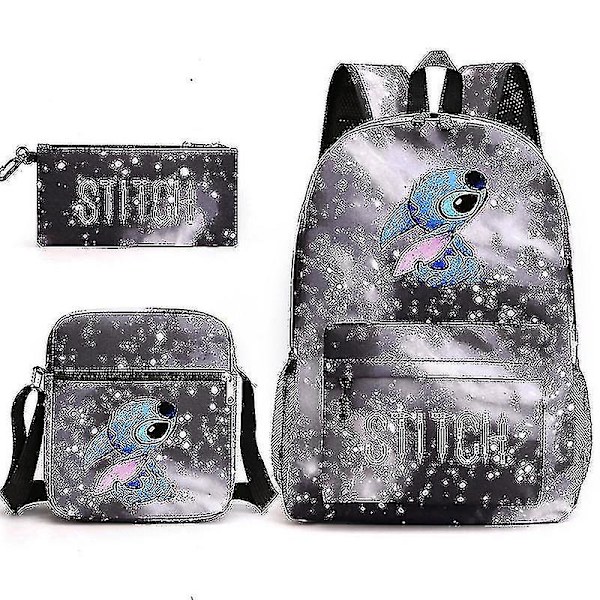 Lilo Stitch Ryggsäck Tredelad set skolväska barn för pojke flicka present V Starry grey