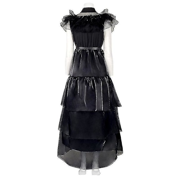 Onsdag Addams Family Comedy Cos Prom Wednesday Sort Kjole.v2 XL