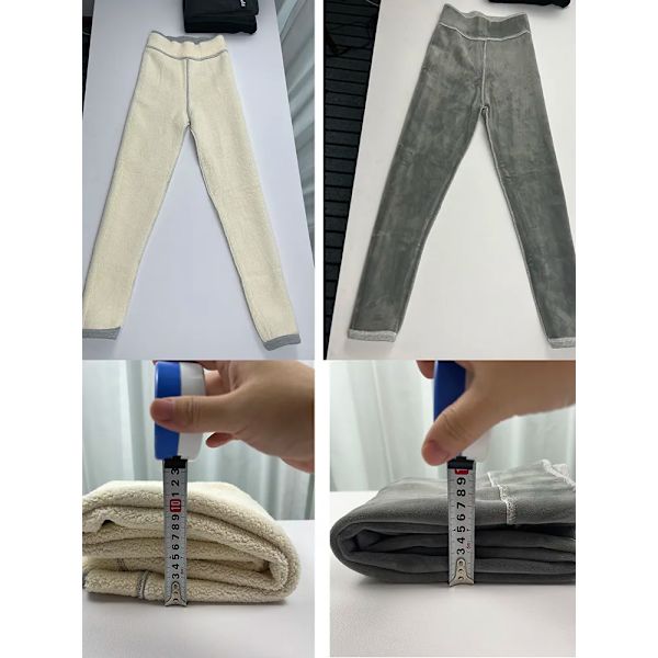 Vinter kvinders Thicken Lambwool Leggings Fleeceforet - light gray lambeool extra large