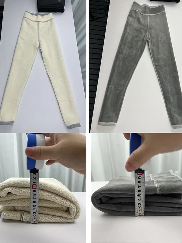 Vinter kvinners Thicken Lambwool Leggings Fleecefôret - light gray fleece extra large