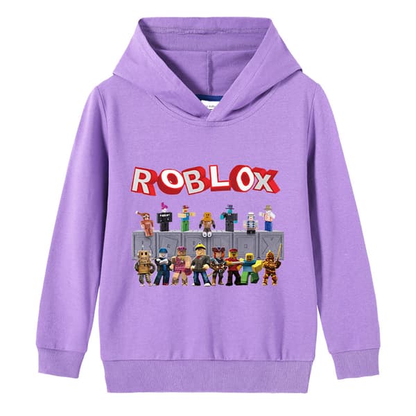 Roblox barneklær - bomull hettegenser - lilla 140cm