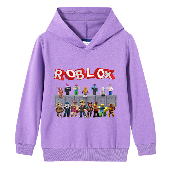 Roblox barnkläder - bomull huvtröja - lila 110cm