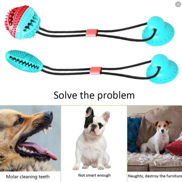 Multifunktionell hund katt säker elastisk rengöring tänder boll Model W Blue Blue Model