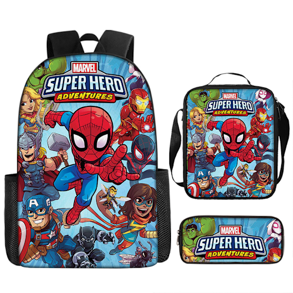 Spider-Man Ryggsäck Skolväska Pennfodral Lunchväska Tredelad Set ILX