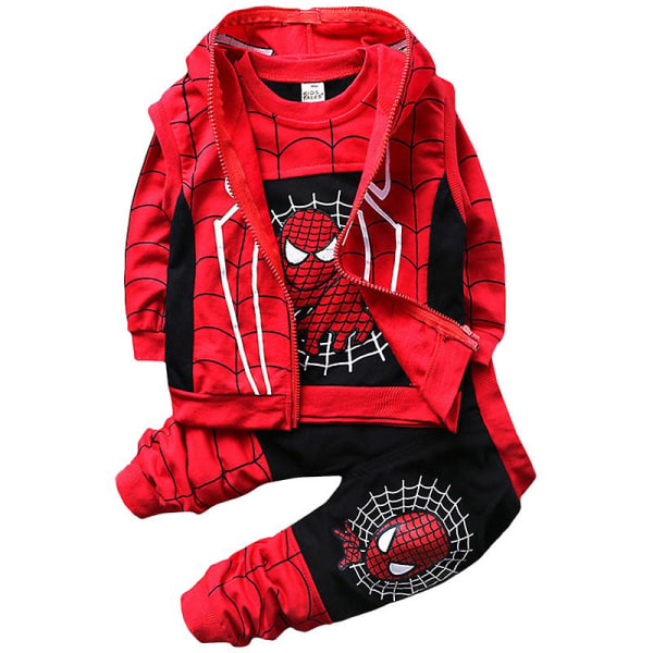 Barn Gutter Spiderman Treningsdress Genser Med Hette Glidelås Genser Genser Bukser Antrekk V Black 3-4 Years