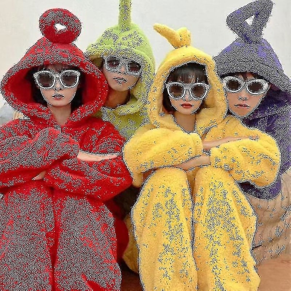 Anime Teletubbies Kostym Vuxen jul Pyjamas Sovkläder Jumpsuit Red XL
