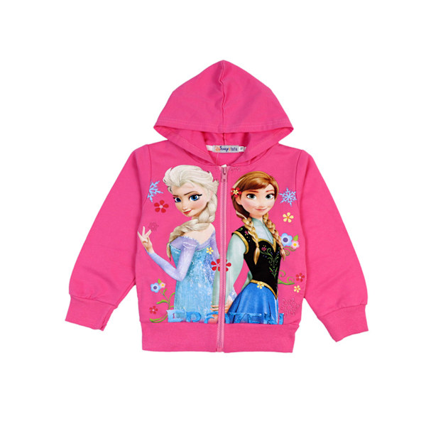 Børne Piger Frozen Elsa Anna Jakke Varm Zip Hoodie Frakke Ydertøj Z Rose red 130cm