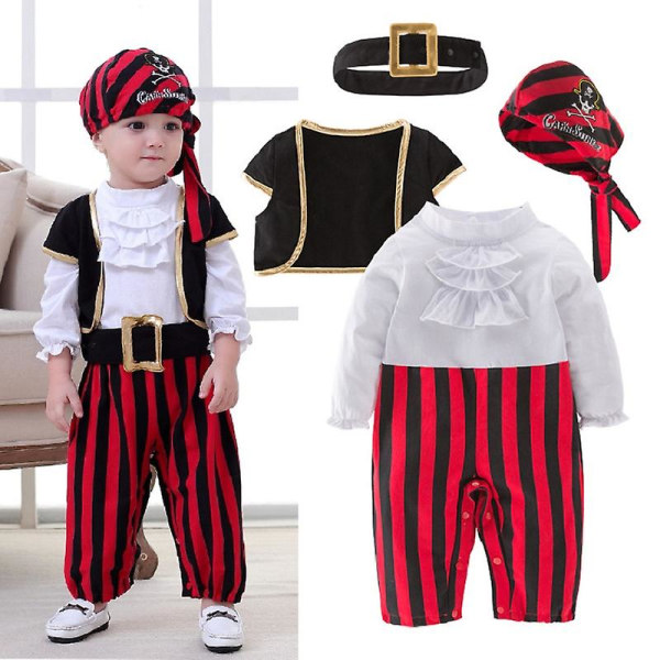 Piratkapten Kostym Romper Pojkar Bodysuits Jul Tjusiga kläder Halloween Kostymer Barn 5T