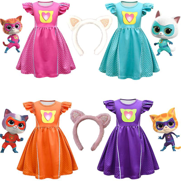 Barnekjoler Cosplay Superkitties Kjoler Superkitties Klær rose 140cm