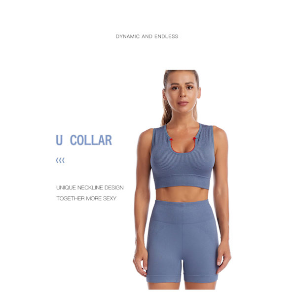 Yoga kvinnliga fitness sport underkläder set - blue m