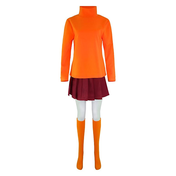 Anime Velma Cosplay-asu Elokuvahahmo Oranssi Yhtenäinen Halloween-asu Naisille Tytöille Cosplay-asu Peruukki V short version XXL