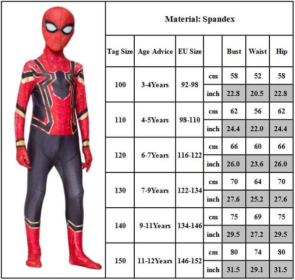 Marvel Spider-Man Barn Cosplay Kostym Superhelt Jumpsuit Red 3-4 Years