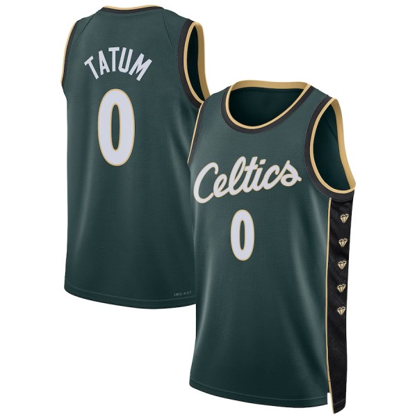 Mordely Boston Celtics #7 för herrar Jaylen Brown 2023 Green City Edition sydd tröja för vuxna L