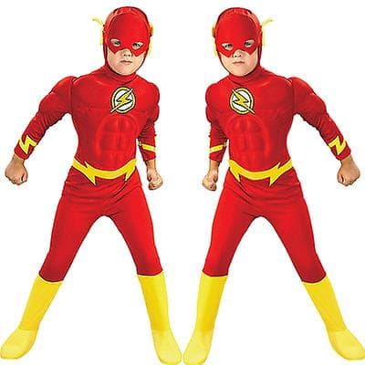 Barns Flash Cosplay kostym, barns Cosplay Tights S
