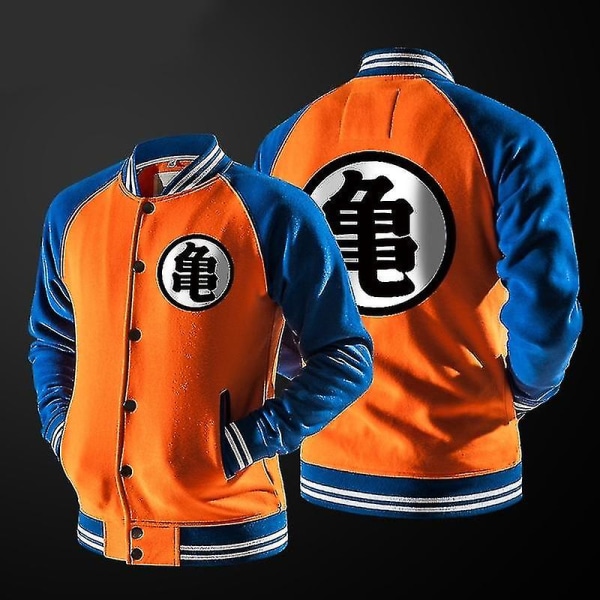 Anime Goku Varsity Jacka Höst Casual Sweatshirt Hoodie Jacka Märke Baseball Jacka Shry - Orange XXL