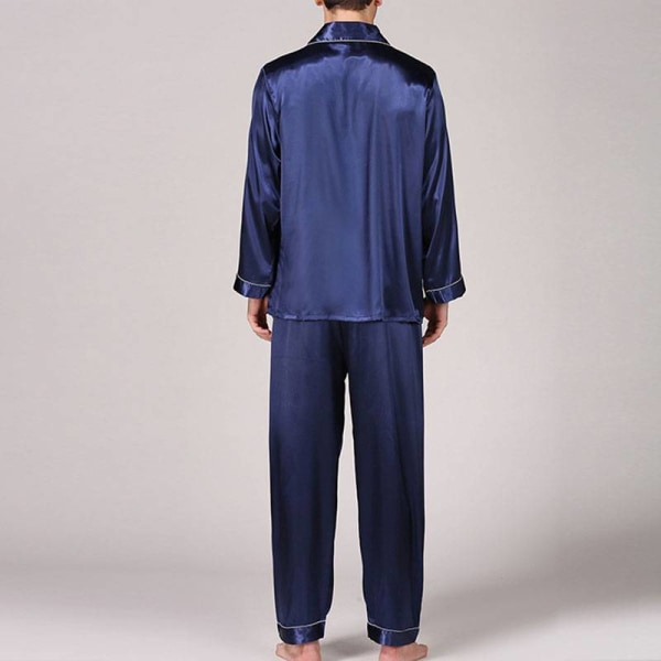 Pyjamas Nattkläder för män Pojke Långärmade nattkläder Loungewear Blue XXL