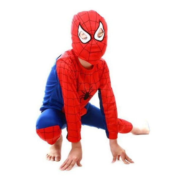 Børn Dreng Pige Spiderman Cosplay Kostume Fest Outfit Sæt Karneval Fancy Dress Up - Red Blue Spiderman 3-4 Years