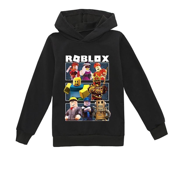 Roblox Hoodie Barn Varm Hoodie Kläder Roblox Tryckt Hoodie Grå 110cm