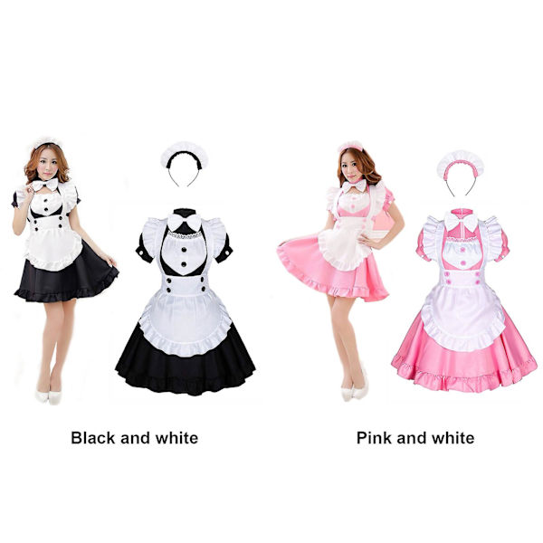 Maid Dress Cosplay Set Plus Size Sexig Anime Lolita Maid Dress Kostym för Halloween Carnival Fancy Dress V 5XL